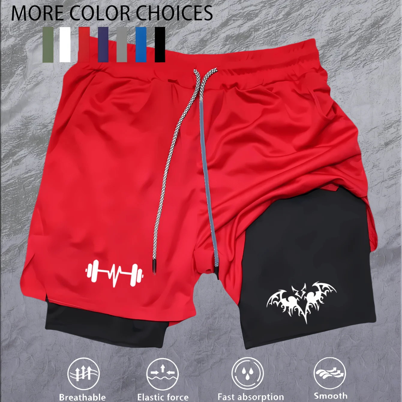 Double Deck Sports Shorts Men 2 in 1 Marathon Fitness Running Shorts Male Short Gym Man Basketball Workout Pants Multi-pocket