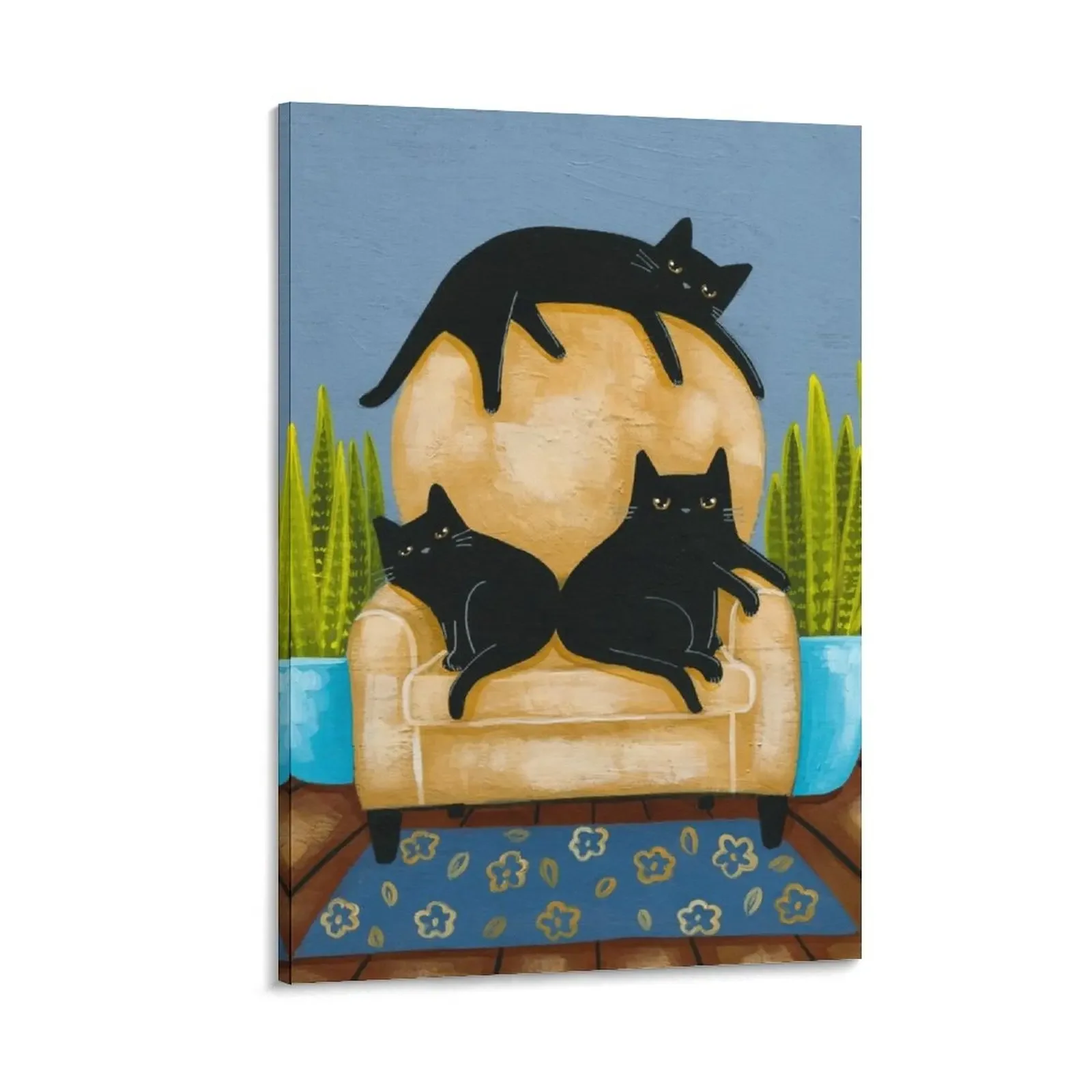 

Black Cats Cuddle Time Canvas Painting Home decoration wall frame for living room anime posters room decorations