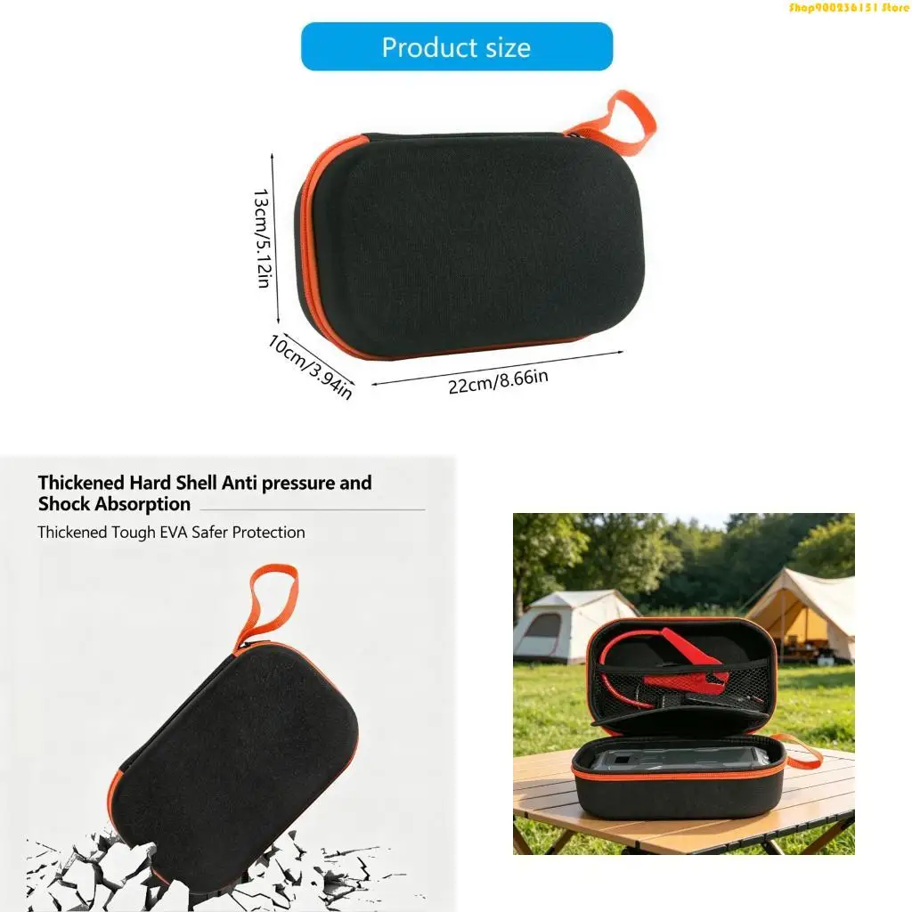 G92C Portable EVA Jump Starter Carry Case Shockproof Drop Resistant with Inner Dividers and Smooth Zippers for Emergency Use