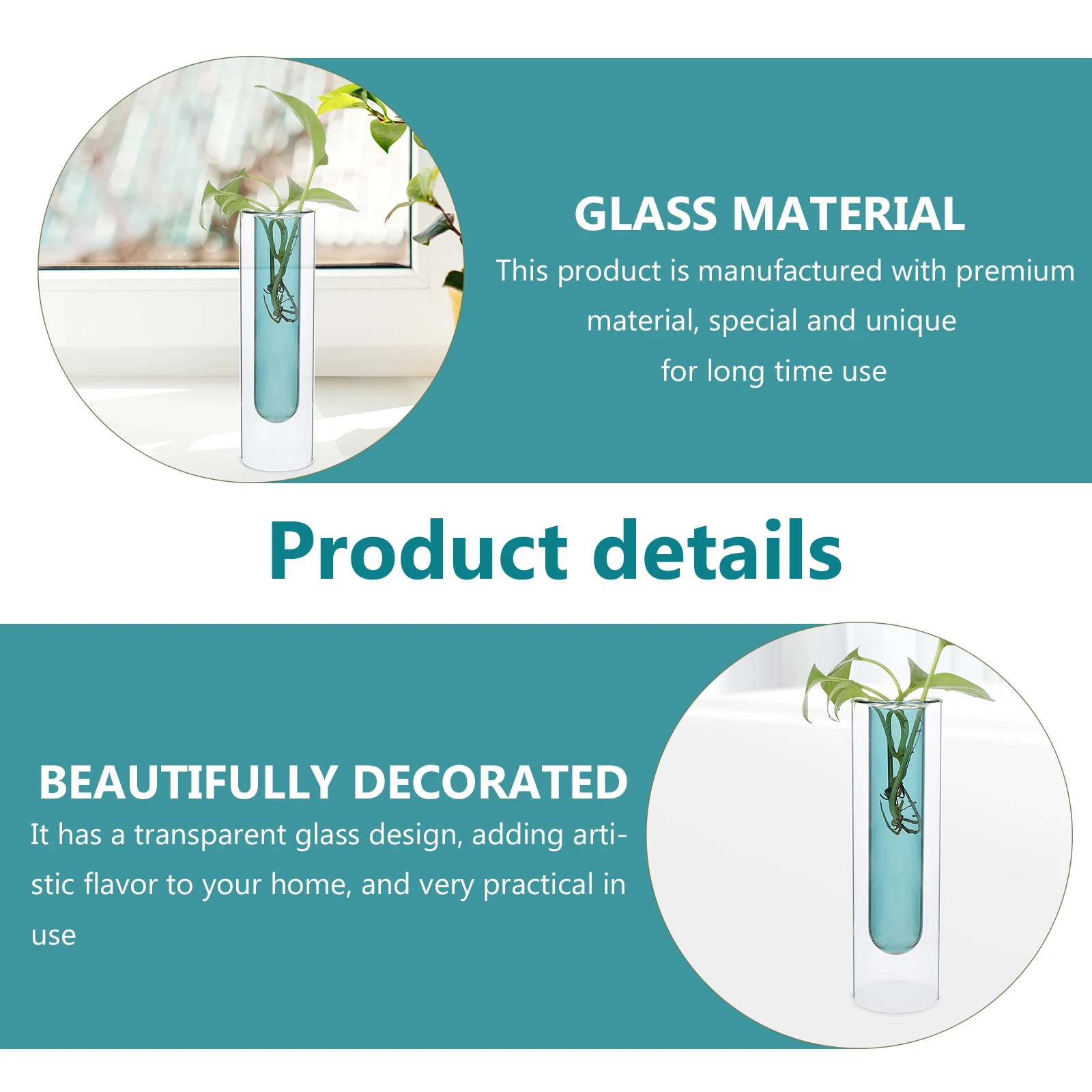 

Colorful Glass Vase Versatile Decorative Piece Double Layer Glass Vase for Plants Flowers Desktop Table Centerpiece Decor