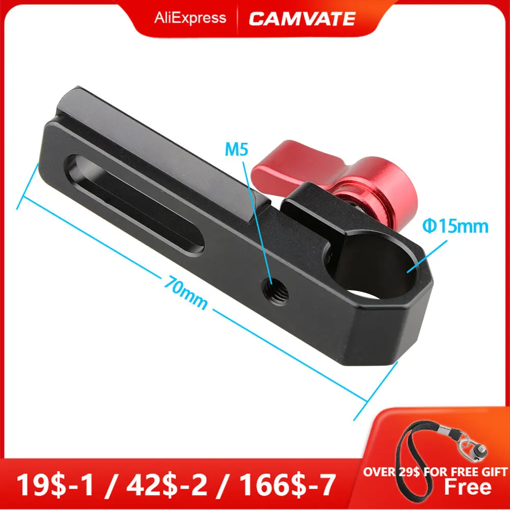 

CAMVATE одиночный 15 мм стержневой зажим с НАТО Рельсом (Red Wingnut) с 1/4 "-20 винтами для удлинения стержня