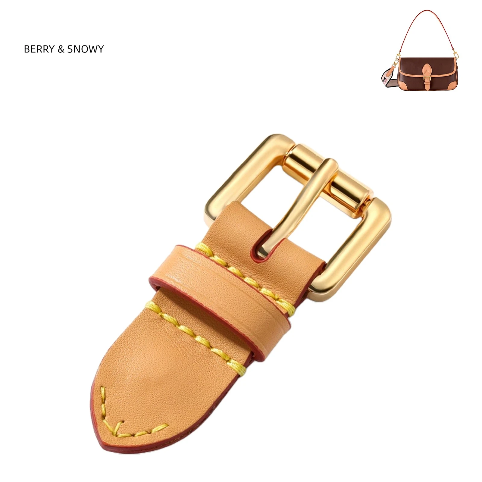

Berry&Snowy Genuine Vachetta Leather Replacement for Diane Handbag Women Bag Strap Buckles with Gold E-Coat