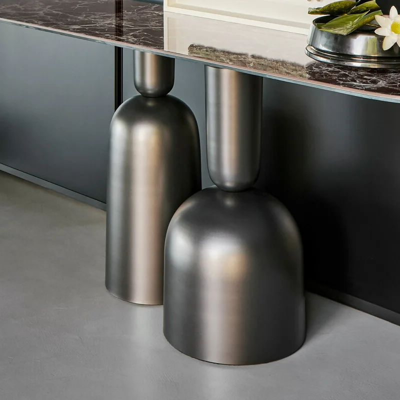 Italian light luxury entrance table creative stainless steel decorative strip case