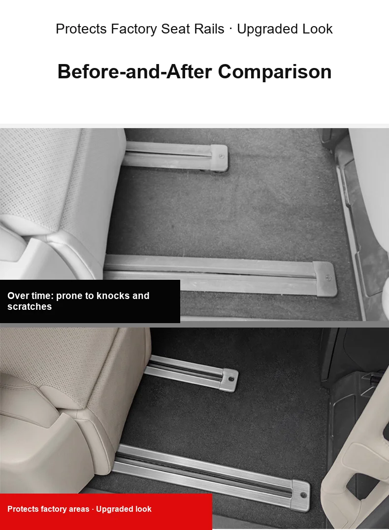 Car Seat Rail Trim Strips for Toyota Alphard Vellfire 40 Series, Stainless Steel Sliding Track Decorative Accessories Covers