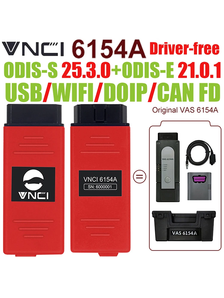 VNCI 6154A VNCI6154A Ondersteuning nieuwste versie ODIS-software en CAN FD DoIP-protocol Originele schijf Beter dan SVCI 6154 - afbeelding 2