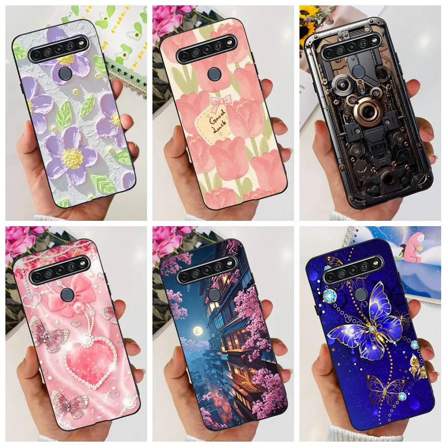 For LG K41s 2020 Case LMK410EMW LM-K410 Shockproof Cover Popular Flower Soft Silicone Black Funda For LG K51s LM-K510 K 51s Capa