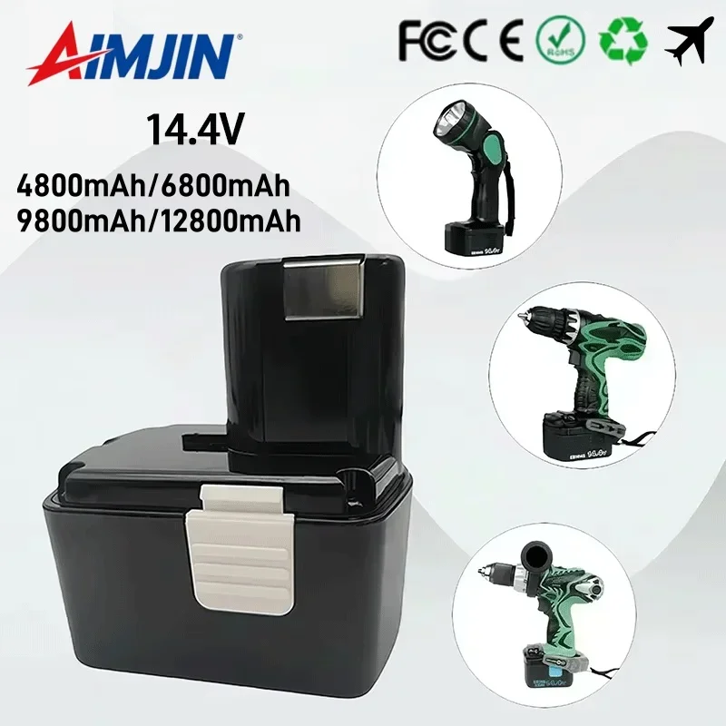 High-Capacity 14.4V 6800mAh Battery Fits Hitachi EBL1430/DS14DVF3, Dedicated for Cordless Tools, Enhanced Runtime Performance