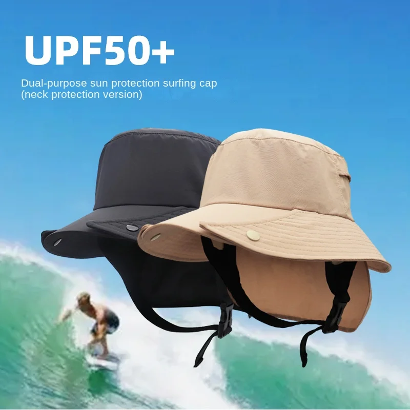 UPF50+ Large Brim Detachable fisherman\'s Hat Cycling Safari Adventure Fishing quick-dry Hat Sunscreen Neck Protector Surfing Cap