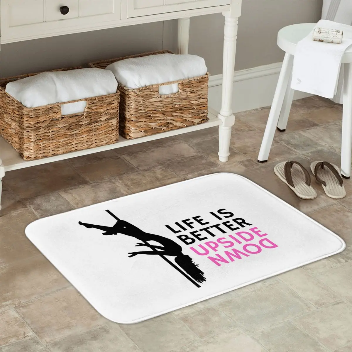 Life Is Better Upside Down Pole Dance Design Doormat Kitchen Entrance Floor Mat Anti-slip Carpet Rug for Living room Footpad Mat