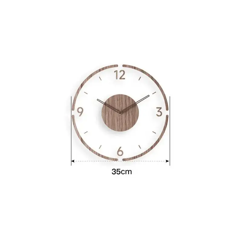 35cm Wall Clock Home Decor Solid Wood Creative Silent Quartz Clock Living Room Decoration Mute Nordic Wall Clock X-Space