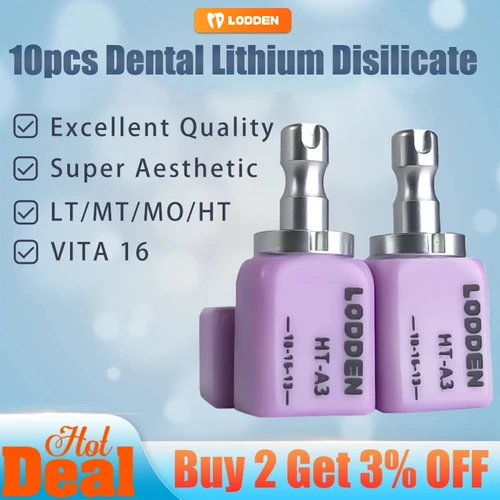 Bloques de disilicato de litio Lodden C14, cubos de cerámica de vidrio Dental LT/MT/MO/HT para sistema de fresado CAD CAM Sirona Cerec, 10 Uds.