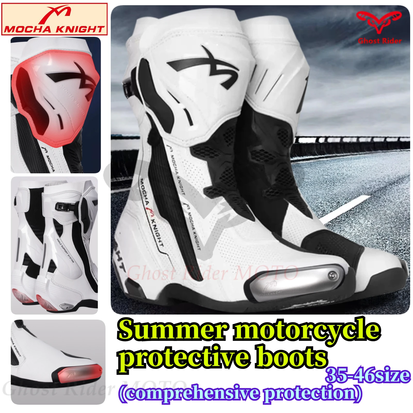 MOCHA Knight Motorcycle boots Riding Competitive Track Boots Rally Boots Men Women Locomotive Shoes Summer Breathable Anti-drop