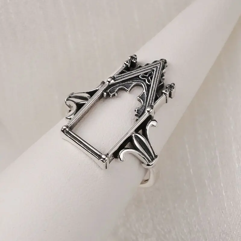 

New Creative European And American Style Retro Castle 925 Sterling Silver Personality Popular Opening Rings TYB016