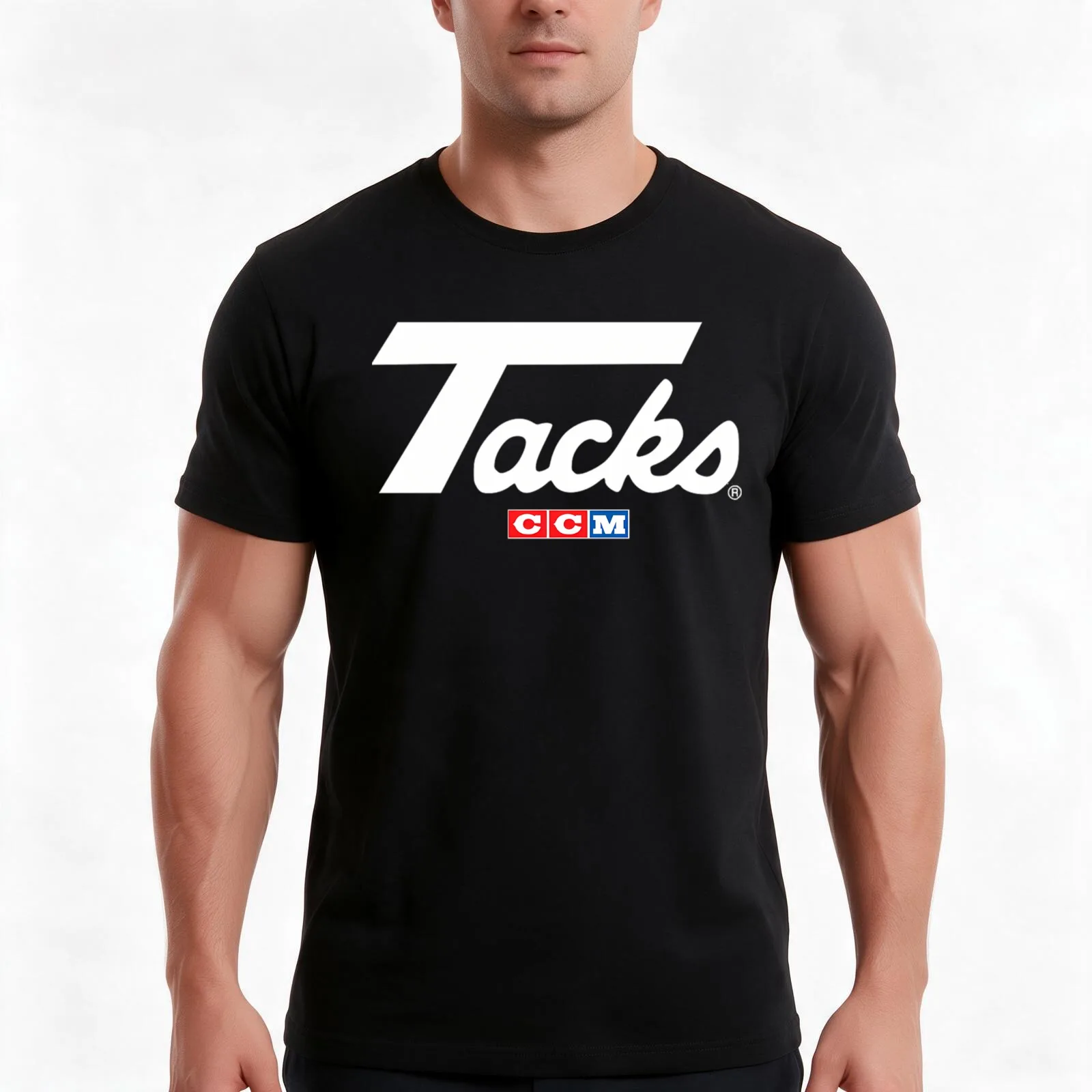 C.c.m Ta.cks Retro Ice Hockey Logo T-Shirt Summer Casual Cotton Tee Oversized Streetwear Tops Vintage Graphic Print