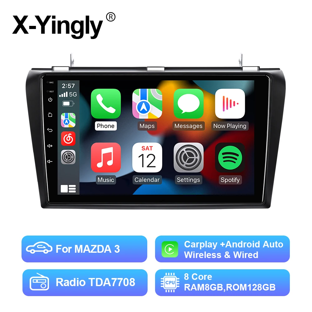 

9 Inch Car Radio Multimedia Player For Mazda 3 2004-2009 Android 12 Autoradio GPS Navigation DVR Camera WIFI Screen