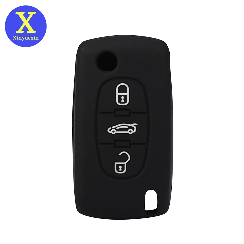 Xinyuexin Silicone Car Key Cover FOB Case for Peugeot 208 207 3008 308 408 407 307 206 Flip Remote Hold Protection Car Accessory