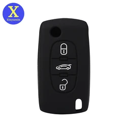 Xinyuexin Silicone Car Key Cover FOB Case for Peugeot 208 207 3008 308 408 407 307 206 Flip Remote Hold Protection Car Accessory