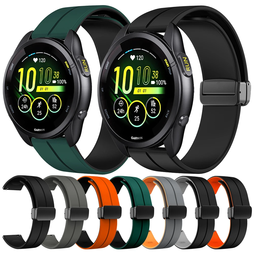 

Силиконовый ремешок с магнитной пряжкой 22 мм 20 мм для Garmin Forerunner 165 265 255 245 645 55/Vivoactive 5 4/Venu 2 3 Plus, браслет