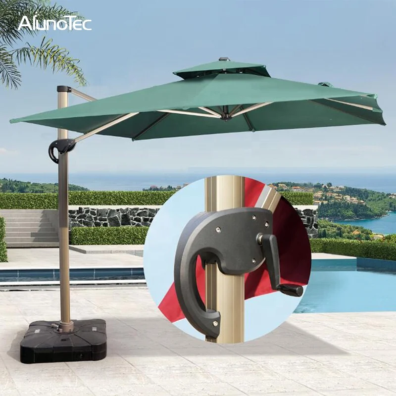 Folding Cantilever Parasols, Outdoor Patio Roman Umbrellas, Aluminium Frame, Sun Shading, Garden, Cafe Umbrella