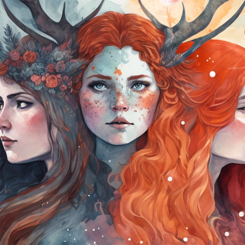 Celtic Goddess Watercolor Painting Prints Pagan Grimoire Poster Book of Shadow Pages Canvas Painting Wall Art Pictures Decor