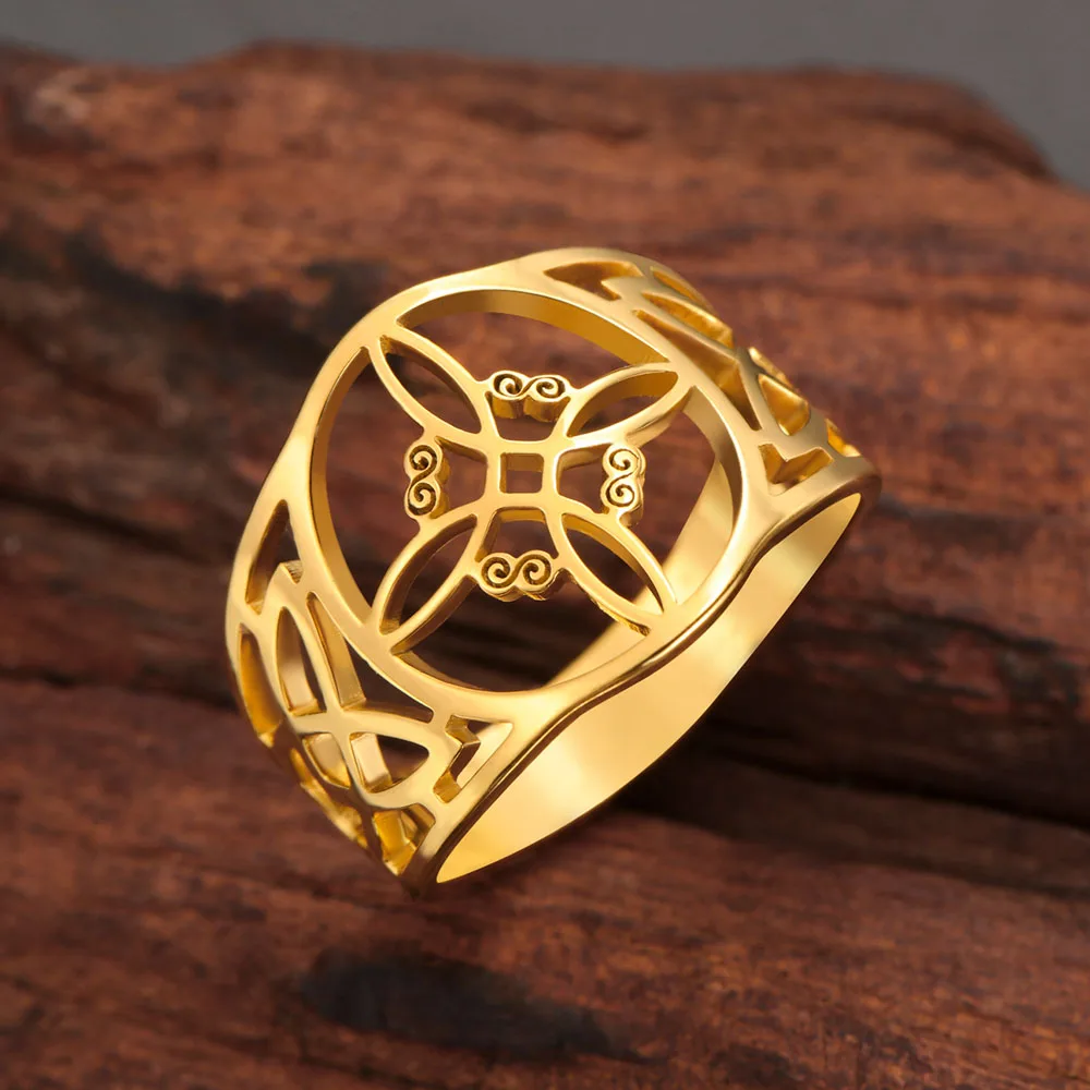 COOLTIME Hexenknoten-Ringe für Damen und Herren, Edelstahl, Vintage-Amulett, Fingerring, Hexerei, Celtics-Knoten-Schmuck, neu in