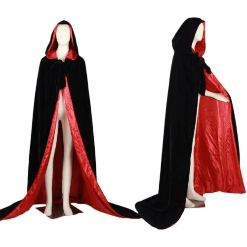 

Halloween Red Black Cloak Wizard Makeup Performance Dance Death God Costume Props Unisex Polyester Stage Outfit