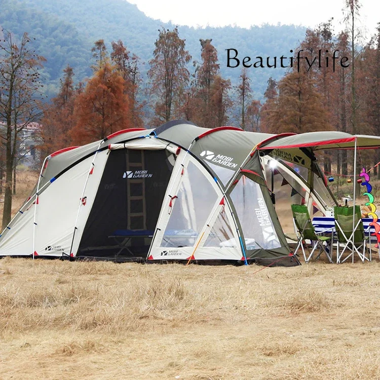 Tent Outdoor Camping Camping Windproof and Rainproof Double-Layer Multi-Person Oversized Space Park Camp Tent