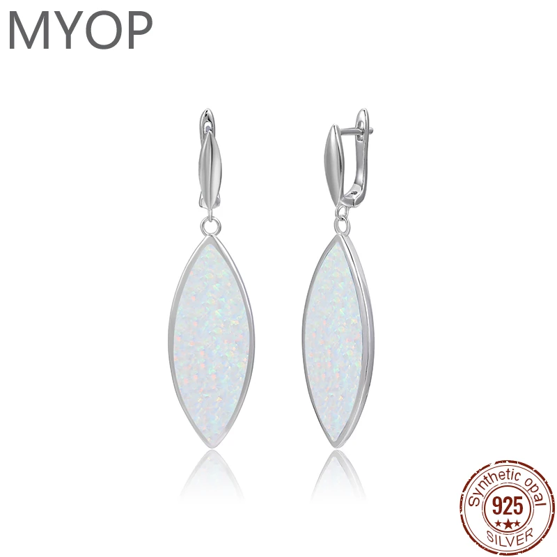 MYOP 925 Silver Gift Faux Blue OPAL Horse Eye Earrings With French Buckle, Girls\' Jewelry And Men\'s Personality Good Luck