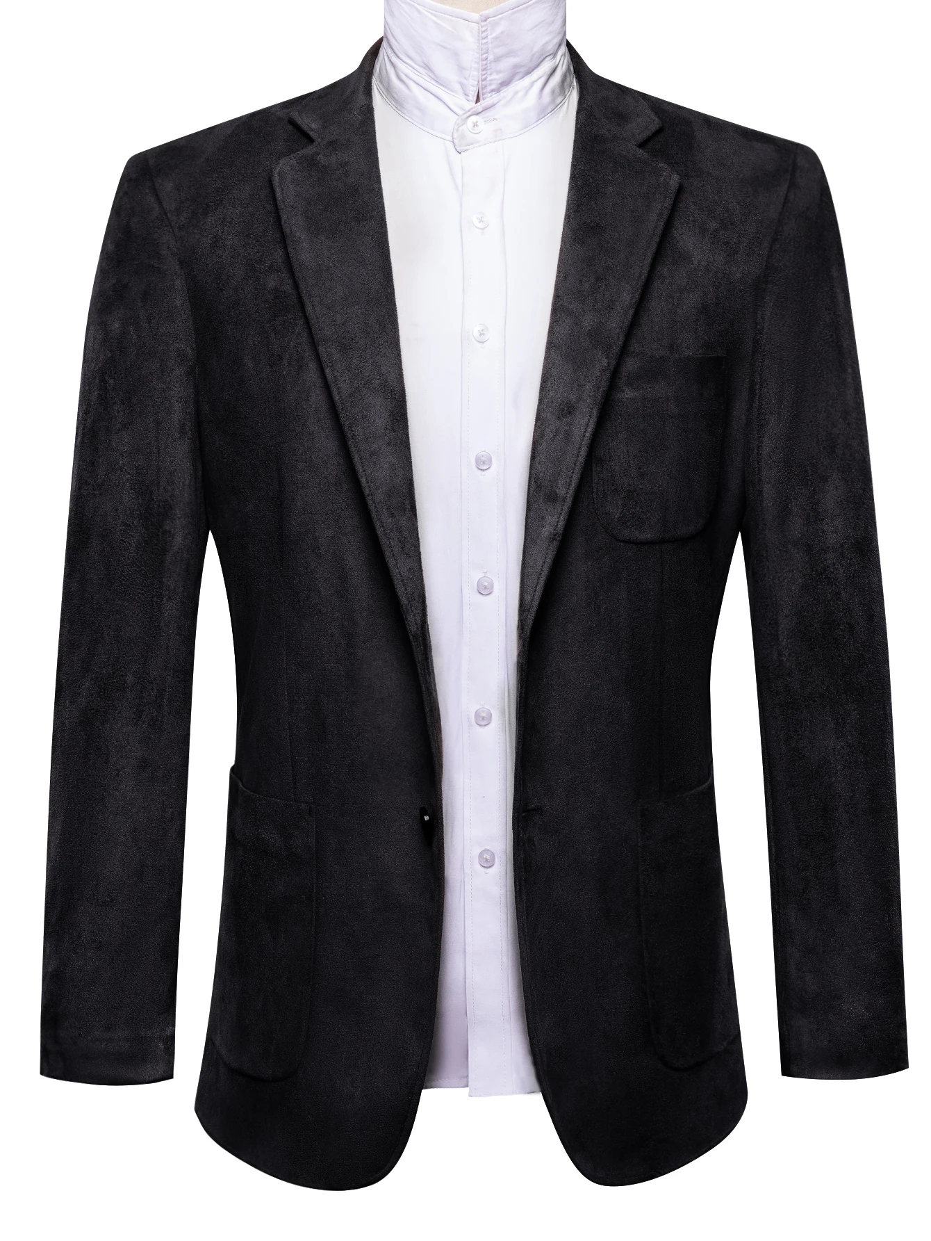 Vintage Mens Suede Blazer Jacket Casual Business Single Breasted Suit Coat Long Sleeve Patch Pocket Blazer for Office Streetwear