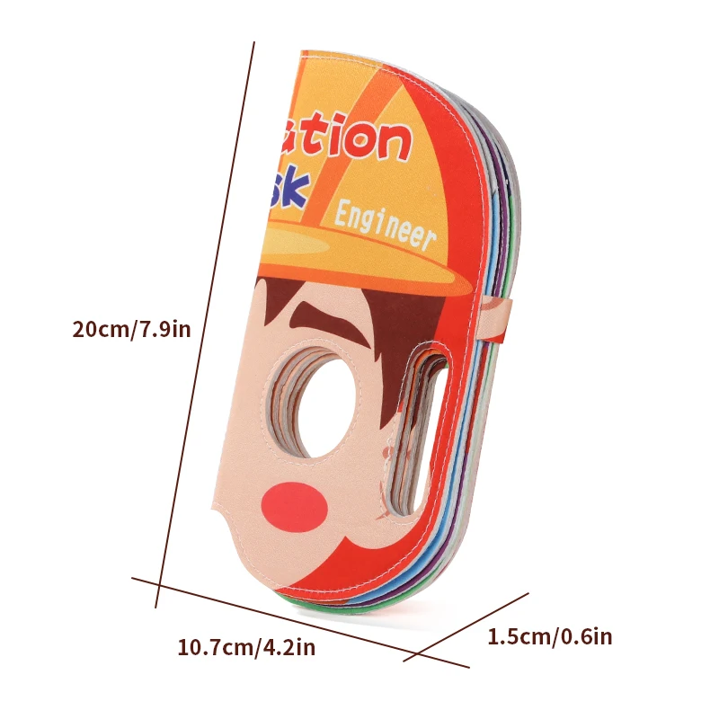 Libro di stoffa per bambini Maschera Libro di stoffa Tema carriera Giocattolo per bambini Personaggio Esperienza divertente Giochi interattivi Ragazzo Ragazza Regalo