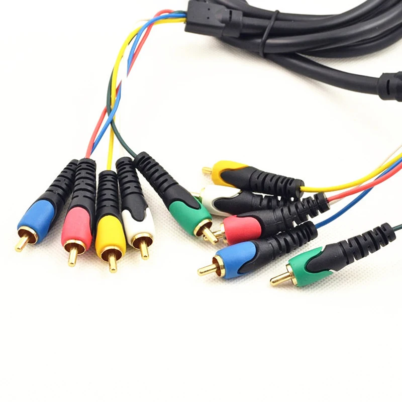 Audio Video AV Cable 1.8M Goldplated 5 RCA Male RGB Cord Splitter DVD VCR CD Player Home Theater Audio Wire Connect Converter