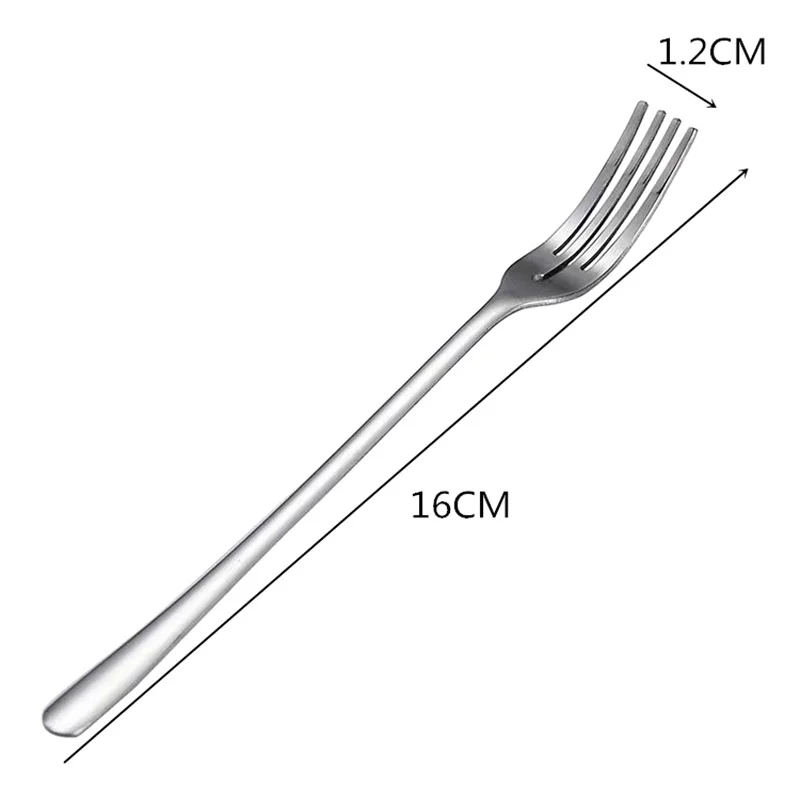 Fourchette à dessert en acier inoxydable à quatre dents, fourcommuniste de table, fourcommuniste à fruits à long manche en argent, vaisselle de cuisine QueFork