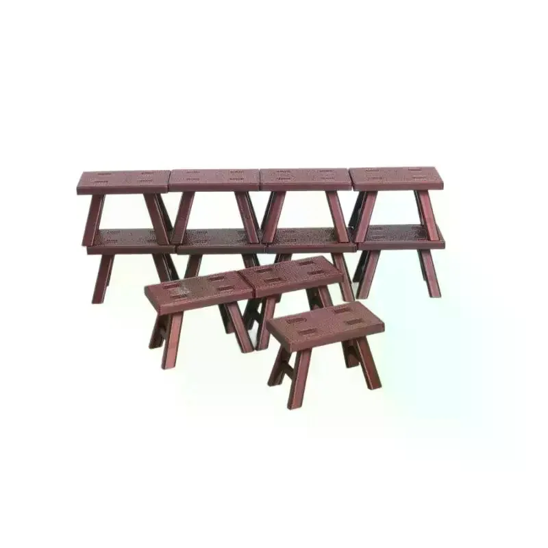 Dollhouse Miniature Stool Set 5Pcs 1:12 Scale Realistic Plastic Bench for Kitchen Living Room Doll House Decor Collection