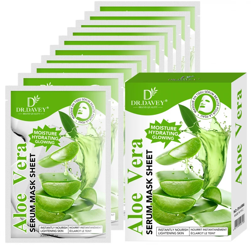 

Aloe Vera Serum Facial Mask Sheet Facial Care Moisturizing and Tender Skin Easy to Absorb Portable 10 Tablets/Box