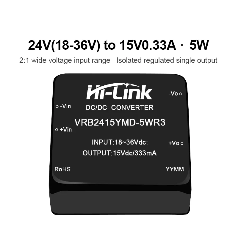 Hi-Link-módulo de potencia aislado de 24V a 3,3 V, VRB2403YMD-5WR3 de voltaje amplio, estabilización y reducción de voltaje DCDC, 10 unidades por lote