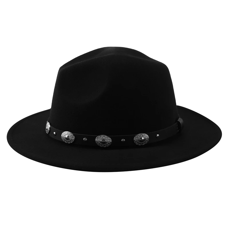 Fashion Men & Women'S Felt Wide Brim Western Cowboy Hat (Black)