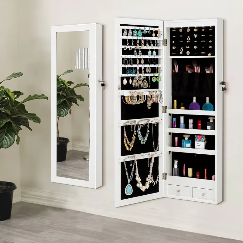 Mirror full body dressing mirror household makeup mirror jewelry cabinet integrated storage cabinet girls' bedroom hanging simpl
