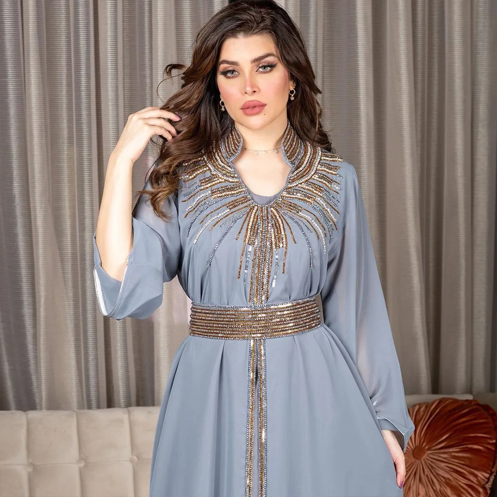 Luxury Abaya Diamonds Muslim Elegant Women Dresses Caftan Moroccan Dubai Kaftan Gown Evening Party Eid Mubarak Jalabiya Vestidos