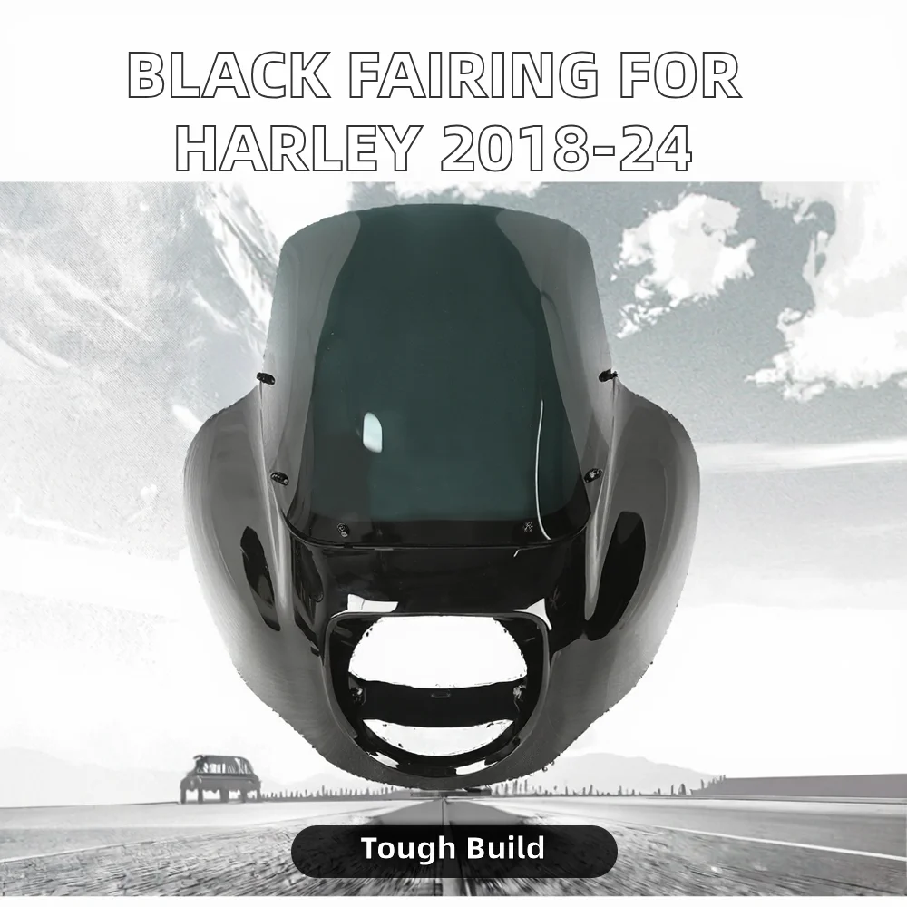 2018-2024 For Harley Softail Street Bob Windshield & Quarter Fairing Black Plastic Fit With 13-Inch Height