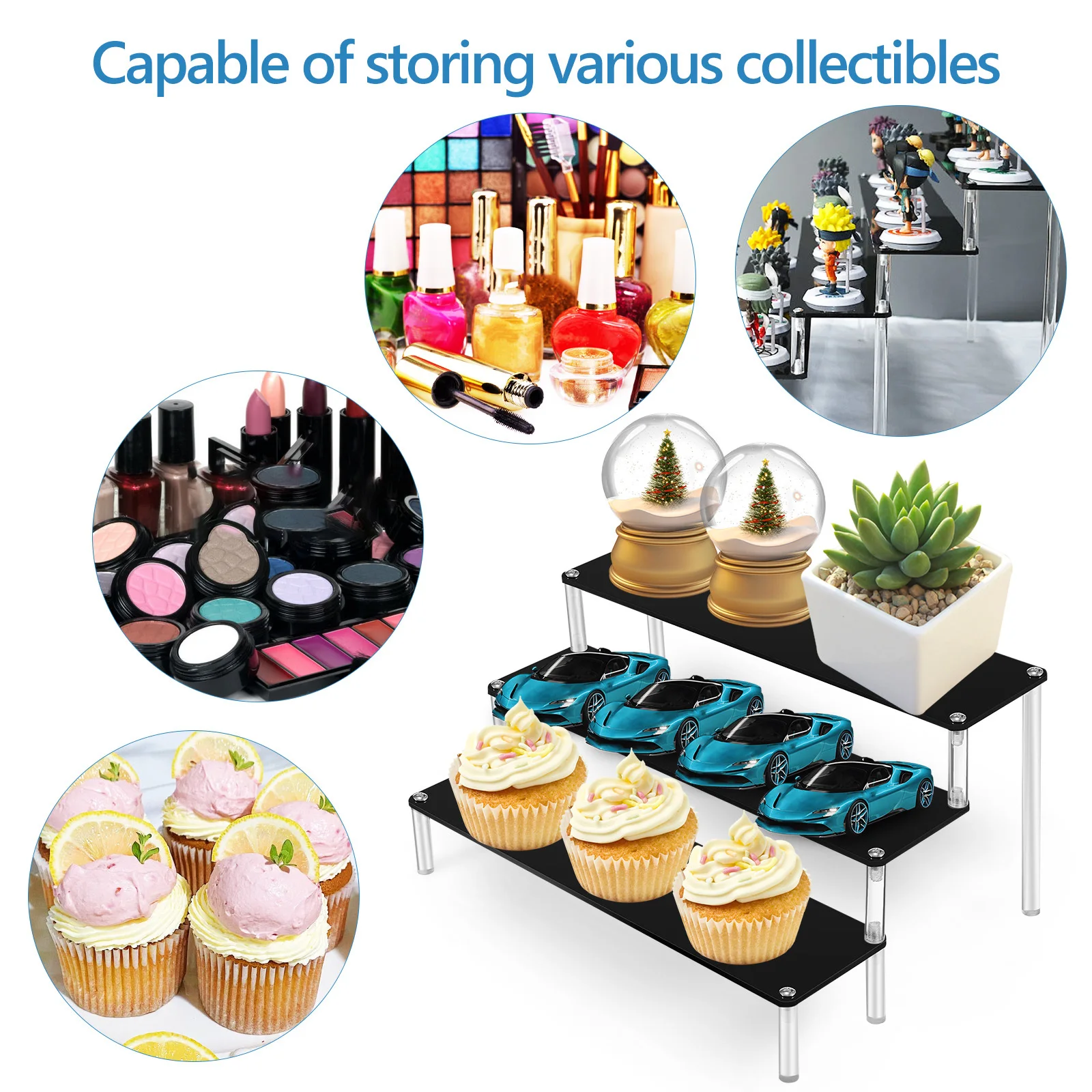 

Acrylic Display Riser Transparent Shelf for Perfume Stand Organizer Display Organizer Vanity Shelf Tiered Tray