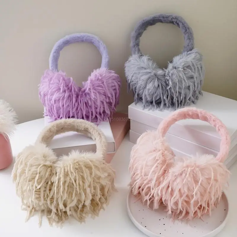 Collapsible Plush EarMuffs for Women and Kids Ear Warmer Subculture Furry Headband for Winter Christmas New Year Gifts