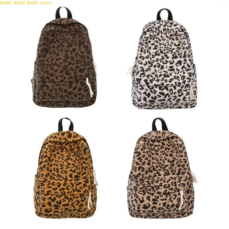 

Q81A Autumn Winter Backpack Student School Bag Leopard Print Travel Backpack