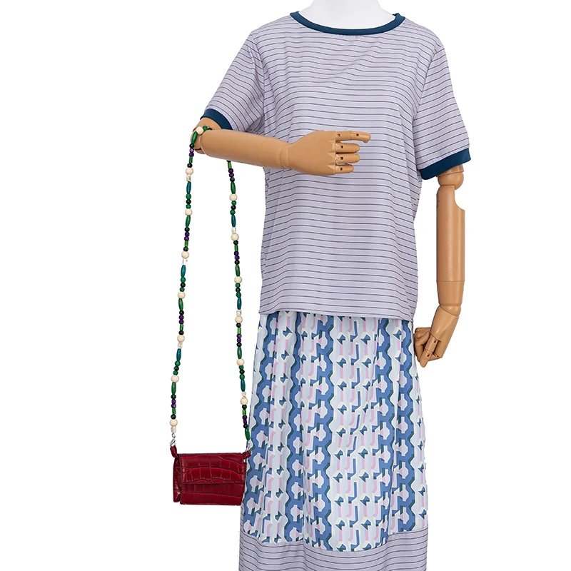 Factory Direct Anti-slip Anti-fall Acrylic multiple bead Chain Phone Hanging Rope Long Crossbody Lanyard Colorful Bohemi