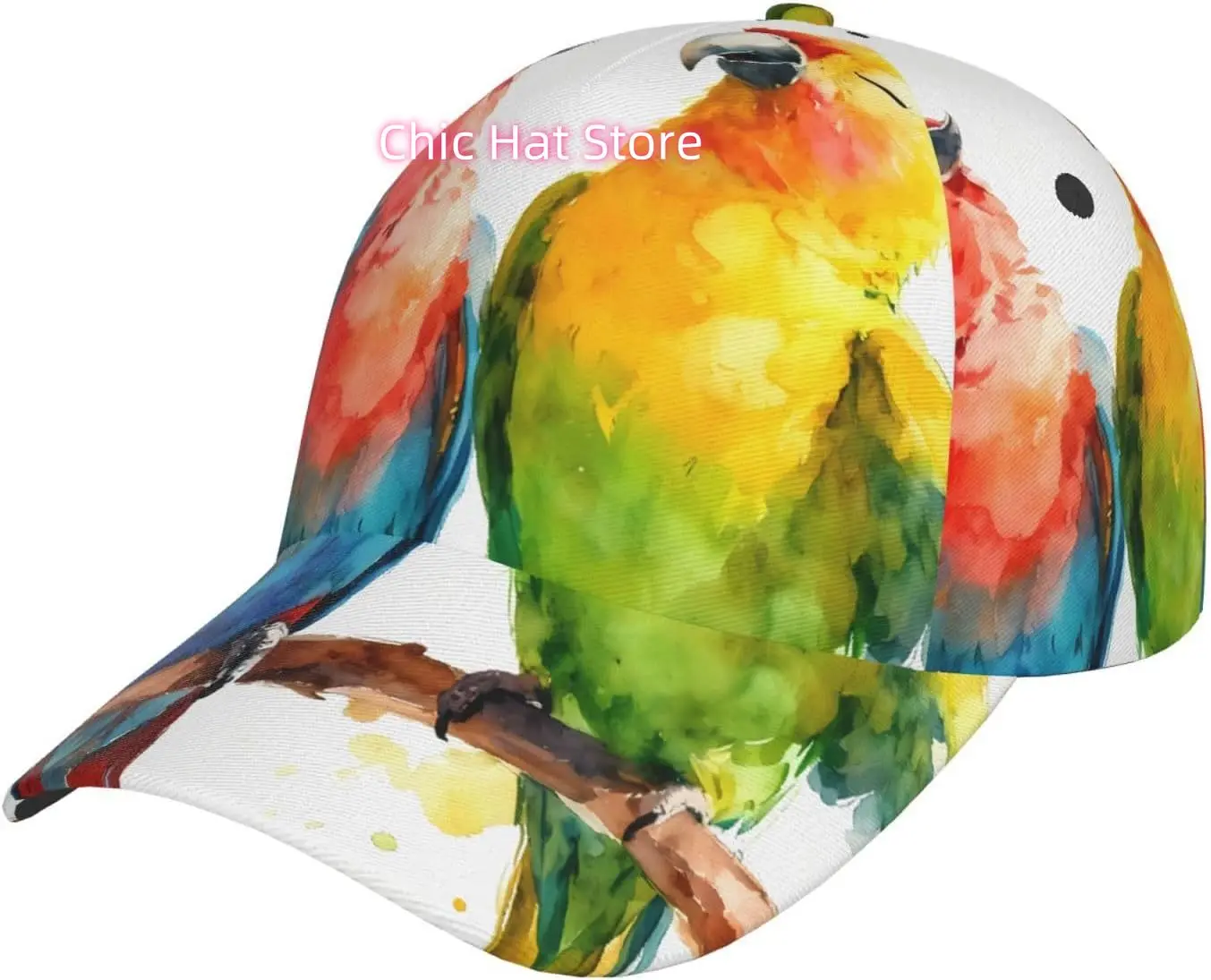 Parrots Sing Pattern Baseball Cap Adjustable Cotton Baseball Hat for Sports, Outdoor, Travel Gifts for Men Black