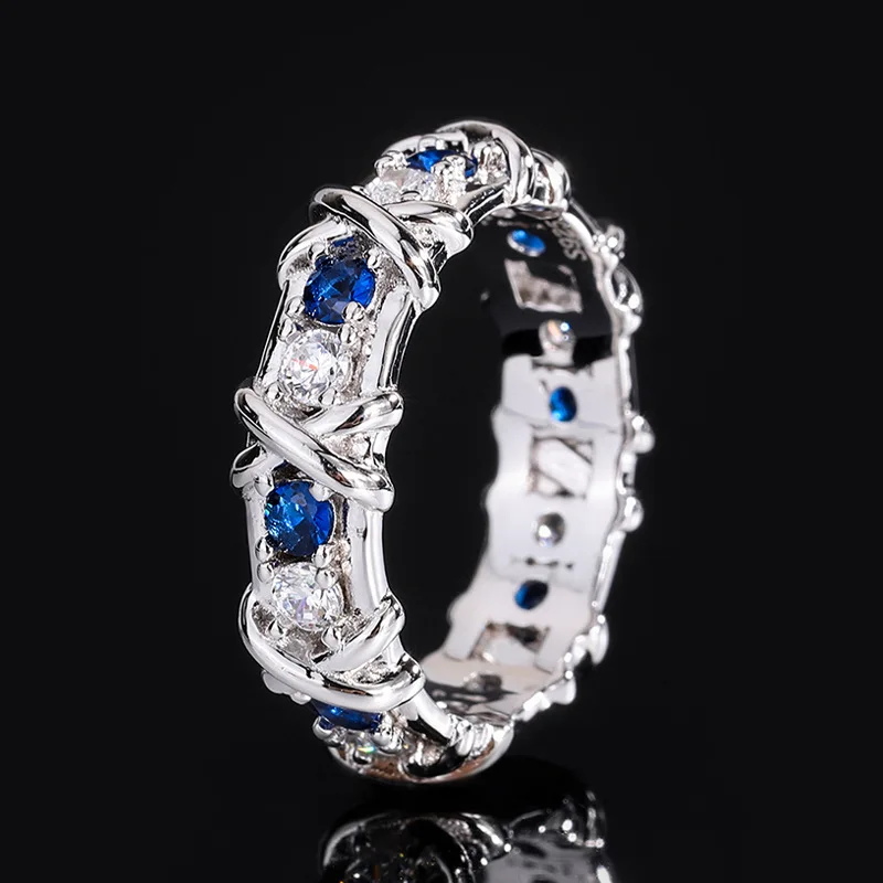 S925 Full body Silver Colorful Treasure Pairing for Women's Advanced Texture Diamond Ring for Women