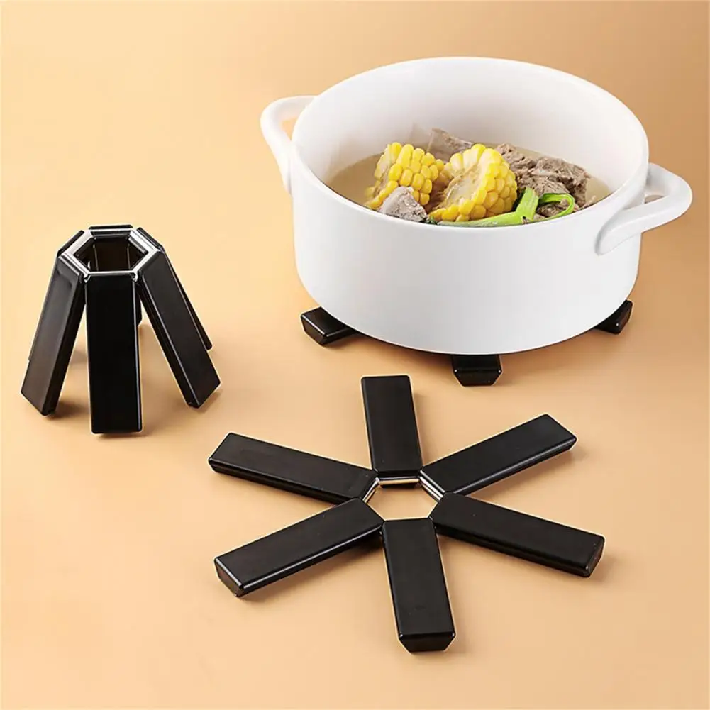 Burrs-free Heat-Insulating Pot Placemat Kitchen Accessory Space-saving Useful Foldable Kitchen Hot Pot Holders Trivets