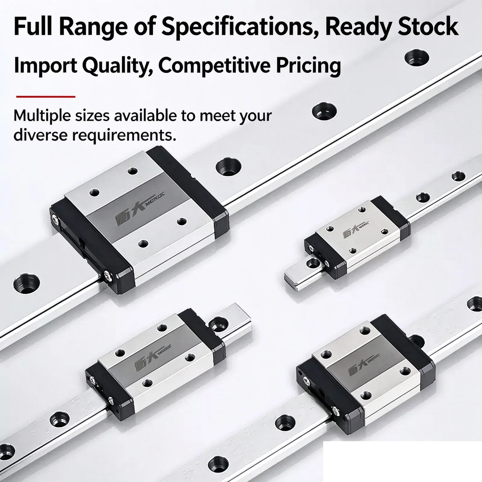 1PCS MGN Linear Guide Rail Slide Miniature Size MGN7/MGN9/MGN12/MGN15 L 100-800mm with 2PCS Black Blocks for 3D Printer Parts