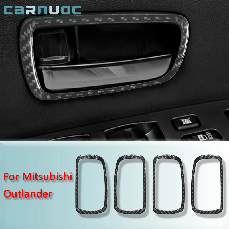 

For Mitsubishi Outlander 2014-2016 Without Navigation Car Styling Interior Accessories Carbon Fiber Inside Door Handle Stickers