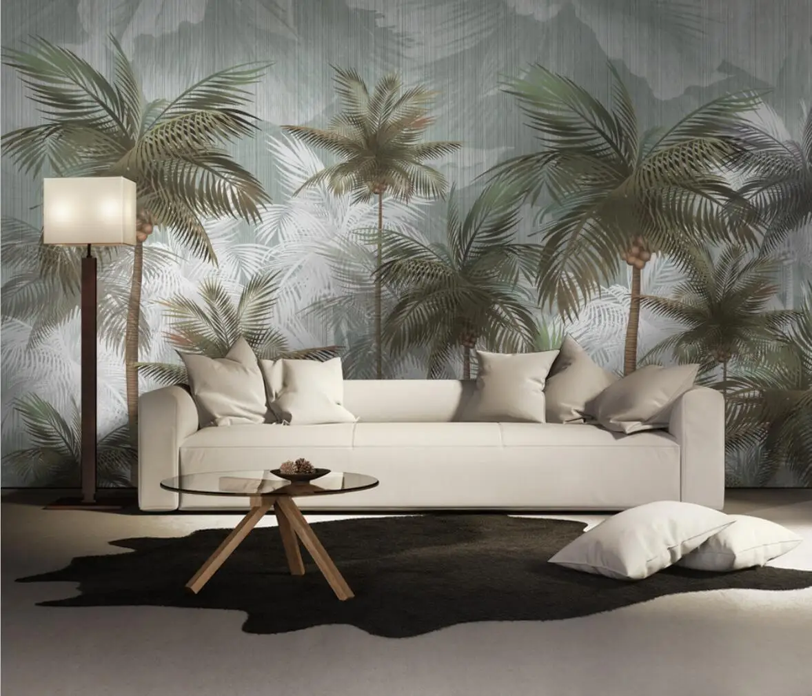 beibehang Custom wallpaper 3d mural green retro tropical leaves hand painted plant background wall luxury home decoration