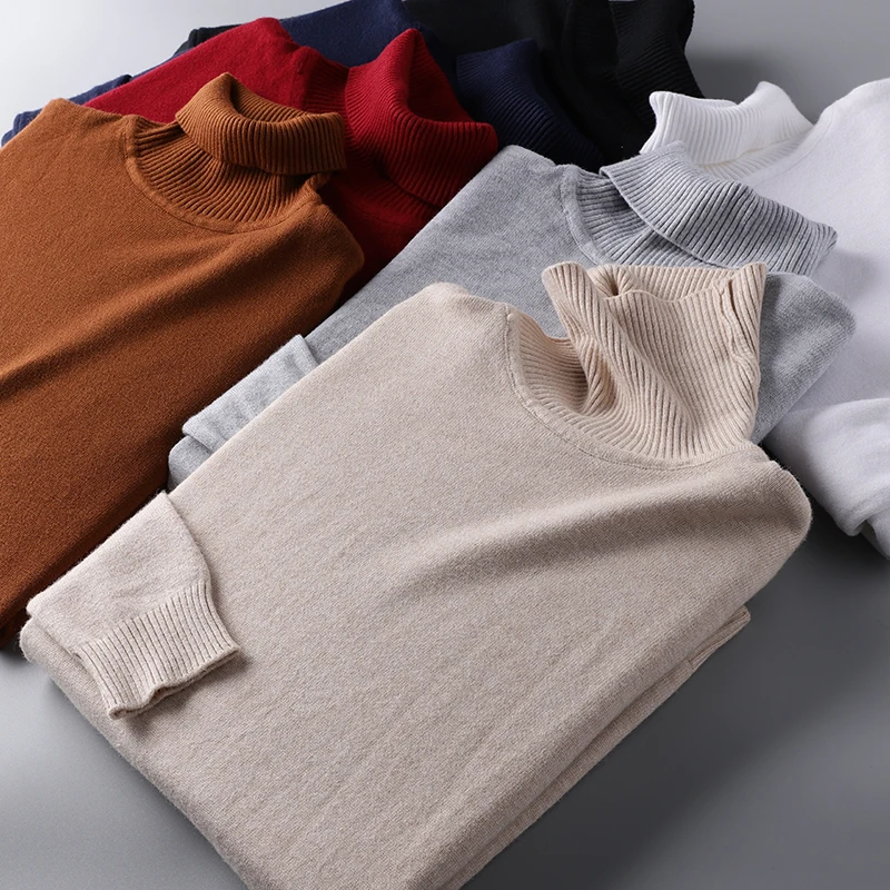 

Базовый комфортный мягкий вязаный свитер с высоким воротником для мужчин, осенне-зимний, модный, городской, приталенный, повседневный.